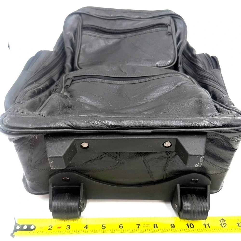 Patchwork Leather Rolling Backpack Large Black Y2K Travel Bag
